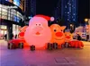 Customized Giant Lighting Inflatable Santa 4m Christmas Cartoon Figures Air Blown LED Santa With Reindeers For Outdoor Decoration