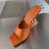 Alta Qualidade Cozy Slides Mulheres Chinelos de Couro Moda Estranha Transparente Laranja Laranja Sandálias Aberto Toe Sapatos de Verão Tamanho 41 Y220221