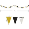 Złoto Czarny Silver Pennant Banner Wiszące Glitter Papier Pull Flaga Garland Wedding Birthday Party Decor 20220303 Q2