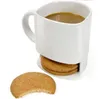 Ceramic Mug Set White Coffee Biscuits Milk Dessert Cup Tea Cups Side Cookie Pockets Holder For Home Office 250 ML ZWL64-WLL