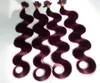 Pre Bond U Tip Hair Extension Brazilian Body Wave #99J Red Wine 14-24inch 100g/100strands Keratin Glue Top Quality Human Hair