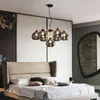 Pendant Lamps Modern Led Chandelier Black + Gold Glass Lampshade Wrought Iron Ceiling Decoration Living Restaurant Bedroom Kitchen