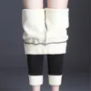 OUMENGK New Fashion Vita alta Autunno Inverno Donna Pantaloni elastici caldi spessi Pantaloni S-5XL di qualità Pantaloni attillati tipo 201119