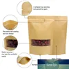 15x22CM Brown Kraft Paper Bag Stand Up Zipper Resealable Food Grade café Bolsas Bolsas, Biscuit Bag, Pastelaria Bag, Snack Sub-Pacote