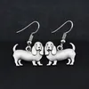 Vintage Silver Color Boho Basset Hound Bloodhound Drop Dangle Brincos de gancho Bijoux Femme Brincos longos para mulheres Jewellry3373787