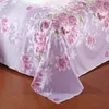 Ensemble de literie Ensemble de fleurs violettes draps de lit réactif lin lin lin coton couverture de couette jumeau / pleine taille / queen 221 LJ20081