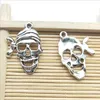 Lot 100pcs Skull head Antique Silver Charms Pendants Retro Jewelry Making DIY Alloy Tibetan silver Pendant For Bracelet Earrings 27*19mm