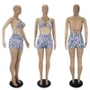 3st Set Kvinnor Baddräkt Letter Textil Designer Bikini Suit Classic Print Lace-Up Bra Crop Top + Briefs + Shorts Swimsuit Ladies Beachwear S-2XL