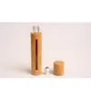 10 ml di bambù naturale riutilizzabile vuoto profumo di olio essenziale profumo profumo bottiglia a sfera in acciaio con finestra SN1583