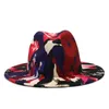 Ampla borda chapéus Panamá homens mulheres estilo colorido top felt fedoras cowboy chapéu retro artificial lã britânica boné de jazz britânico