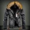 Горячая распродажа мужская зимняя утолщенная флисовая куртка мода большой меховой воротник холодной устойчивой мужской улицы крутой мотоцикл джинсовая куртка1
