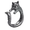 S1966 gioielli di moda gatto anello vintage nastro nero apertura anello gatto regolabile