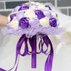 Large Purple Bridal Wedding Bouquet Pearl Bridesmaid Artificial Flowers Buque De Noiva Diamond Bouquets Marriage Gift W2801304P