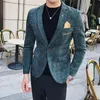 Gold Bordery Velvet Men Blazer Fashion Casual Slim Fit Mens Blazer Jacket Dress Vestido de noiva Male Casa Casa Vestia Homme