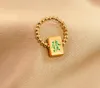 Alliage métal plaqué or Mahjong bague bague bonne chance anneaux pour hommes et femmes taille unique pour la plupart des adultes