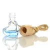 Groothandel 5 ml mini glas parfumfles aromatherapie auto hangen decoratie opknoping parfumflessen met houten kap