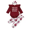 Infant Baby Cartoon Outfits No Dating Letter Tops Toddler Baby Clothes Sets Sunflower Leopard Kids Girls Clothing Suit With Hairba3060873