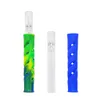 New Glass & FDA Silicone One Hitter Tobacco Smoking Herb Pipe Hose 90MM Cigarette Holder Dugout Pipes Tobacco Herb