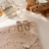 Dangle & Chandelier 2022 Korean Winter Rhinestone Tassel Chain Squae Zirconia Earrings For Women Fashion Jewelry