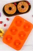 Silikon Donut mögel Baking Pan DIY Donuts 6 Gridmattor Non-Stick Cake Pastry Tools