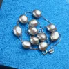 Ashiqi Real S925 Sterling Silver Natural Freshwater Pearl Pendant Halsband Gray White 89mm Barock Pearl Smycken för kvinnor 2010134516776