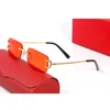 Lunettes de soleil pour femme sans cadre ovale verres carrés en forme de C bras en métal unisexe affaires mode décontracté simple haut de gamme généreuse prescription hommes concepteur lunettes de soleil