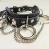 Kvinnor mode sexig harajuku handgjorda punk choker halsband krage spikes och kedja två lager läder mome o-round grossist