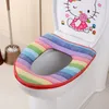 Rainbow Coral Velvet Toaleta Pokrywa Siedzenia Zimowa Ciepła WC Pierścień Pokrywa Łazienka WC Dekoracja Rainbow Seat Poduszki Poduszki BH4479 TQQ