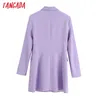 femmes élégant blazer violet poche costume manteau bureau dame double boutonnage outwear costume d'affaires manteau tops BE805 201102