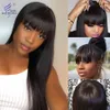 Modern Show Brazilian Straight Human Hair Wigs with Bangs Non Lace Full Machine Wig Fringe Remy Hair 150 Natural Color3137661