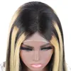 Ishow 13x4 Perruque Lace Front Transparente 13x1 T Partie Droite 1B / 613 Ombre Naturelle Blonde Couleur Remy Perruques de Cheveux Humains Pré Pincées Pour Femmes 8-28 pouces