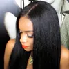 Ljus Yaki Straight 13x6 Lace Frontal Human Hair Wigs Brasilianska Italienska Yaki peruk 8-26 '' Remy Silk Top Human Hair Wigs med elastiska band