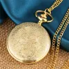 Antike Vintage Fische Perlenabdeckung Uhren Retro Goldgehäuse Quarz Taschenuhr für Männer Frauen Halskette Kette Arabische Zahlenanzeige