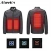 Men Winter Outdoor USB Infrared Heating Jacket Hooded electric heated jacket Black usb Hiking jacket Warm Heating Coats 201114