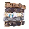 Dog Collars Leash Set Classic Presbyopia Designer Letters Pattern Print Leashes PU Leather Fashion Casual Adjustable Dogs Cats Neck Strap Cute Pet Collar Poodle A50