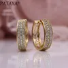 Pataya New Hollow Round Women Fashion Fine Wedding Party Jewelry 585 Rose Gold White Natural Zircon Dangle Big Earrings2110375