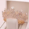 Headpieces Gold Color Big Round Crowns Tiara Crown Crystal Heart Wedding Haaraccessoires Queen Princess Diadeem Bridale ornamenten