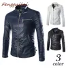 Herrenjacken Marke Weiß Schwarz PU Lederjacke Männer 2021 Winter Motorrad Design Herren Slim Fit Biker Stilvolle Homme Veste Cuir