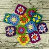 DIY Crochet Doilies Multicolor Coasters Quadrados Tapetes de Mesa Decoração Handmade Crochet Cup Pad 9cm Lã Roupas Patch 50 pçs / lote T200708