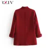 RZIV women's blazer suit jacket coat casual solid color single button coat OL blazer suit 201106