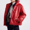 Chu Sau Schönheit Feste PU-Leder Baumwolle Parkas Frauen Mode Hohe Imitation Leder Mäntel Frauen Elegante Dicke Baumwolle Jacken Dame 201210