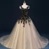 Старинные готические черные линии свадебные платья свадебные платья Аппликации кружева Boho Beach Vestidos de Novia Flowerevely Plus Размер Страна Невесте платье 2022
