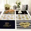 Nordic Kitchen Zwart Goud Hart Lippen Letter Gedrukt Placemats voor Eettafel Accessoires Pineapple Cat Stripe Bar Mat Coaster T200703