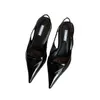 Super quality brand women Sandals pumps low heel luxury designer Brushed leather slingback pump lady wedding party dress shoes