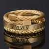2 teile/satz Luxus Armreif Edelstahl Armband Carving Römische Ziffer Paar Armreif für Männer Frauen Jewelry285o