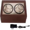 Automatische horloge winderdoos, 4 + 6 lederen roterende display box luxe opbergkoffer (VS voorraad) (bruin)