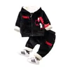 Neue Herbst Winter Verdicken Baby Jungen Mädchen Cartoon Kleidung Kinder Casual Mit Kapuze Jacke Hosen 2 Teile/sätze Kinder Mode Trainingsanzug