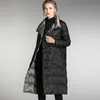 Luzuzi Double Side Wing Winter Down Jacket Fashion Long Doublebreasted Down Coat Female Warm White Duck Down Parka 201102