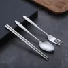 Portable Stainless Steel Cutlery Set with Storage Box Chopstick Fork Spoon Flatware Kit High Quality Travel Tableware Set WLY BH4558