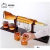 Hemanvändning Hög Borosilicate Drink Ware Wine Decanter Gun Shape Bottle Glass Whisky Set med träbricka och Bullet Cup isvlo271j